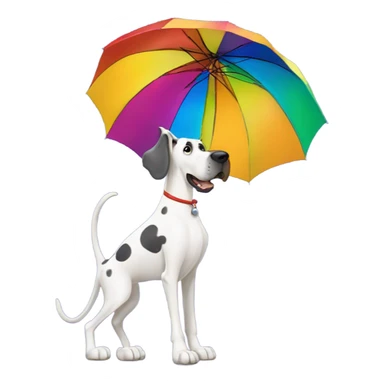 Great Dane holding an umbrella  sticker