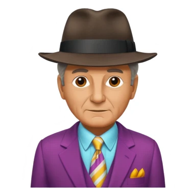 Aged mobster with colored suit and hat sticker