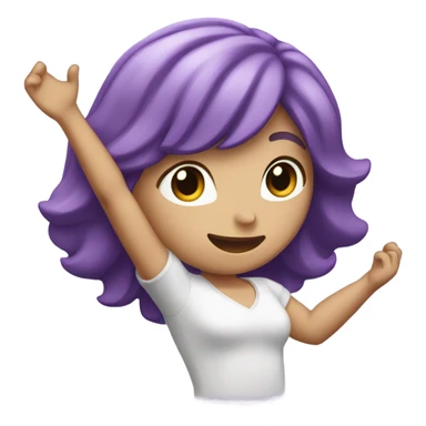Purple haired white  girl with her arms in the air sticker