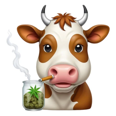 Smoking weed cow sticker