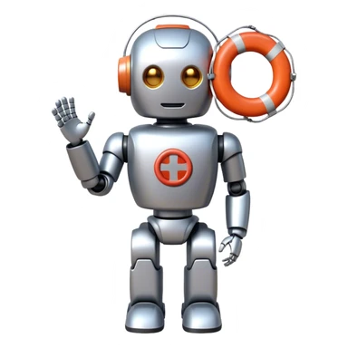 robot with lifebuoy in hand sticker
