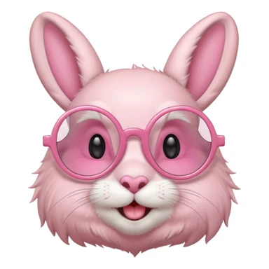 Pink bunny with big circular glasses, smiling. sticker