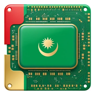 Saudi Arabian flag with microchip sticker