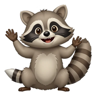 raccoon laughing hard and waving sticker