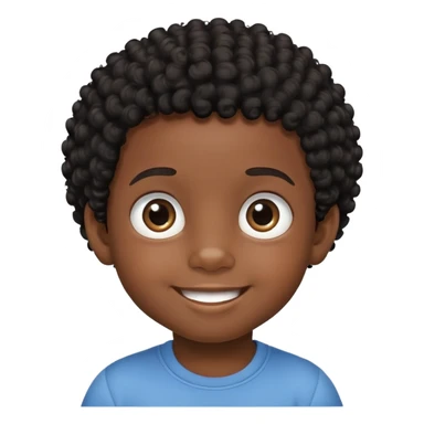 smiling face, toddler boy, African, big eyes, dark skin, black curly hair sticker