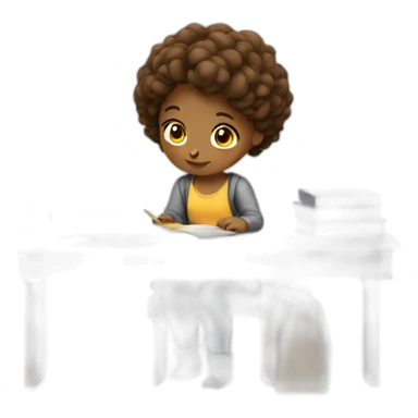 Girl studies on work sticker