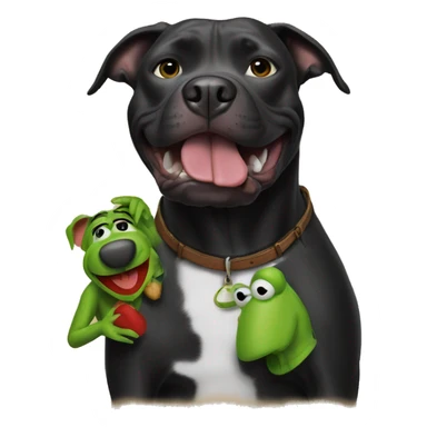Black pitbull with the muppets sticker