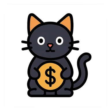 black cat waiting for salary sticker