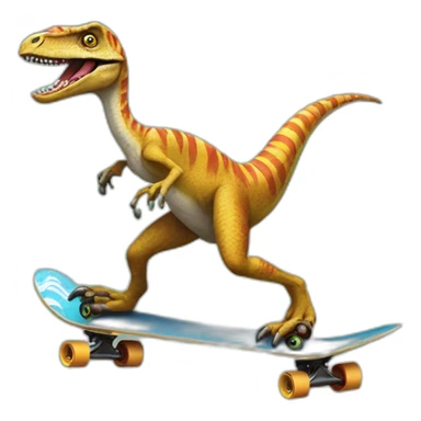 velociraptor on skateboard sticker