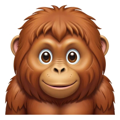 Cinematic Cute Orangutan Portrait Emoji, Head tilted playfully and inquisitively, with a gentle, expressive face accented by soft, flowing fur and round, sparkling eyes brimming with warmth, Simplified yet irresistibly adorable features, highly detailed, glowing with a warm, friendly glow, high shine, affectionate and lively, stylized with a touch of jungle whimsy, bright and endearing, soft glowing outline, capturing the essence of a mischievous yet loving orangutan that seems as if it could swing out of the screen into your arms! sticker