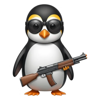Penguin with sunglasses and gun shooting bullets sticker