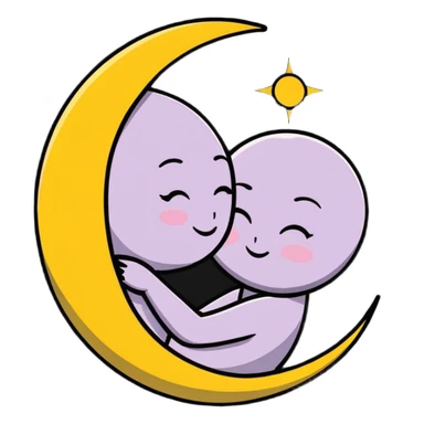 sun and moon cuddling tenderly, loving celestial bodies sticker