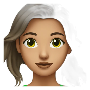 young brunette woman with green eyes on the beach sticker