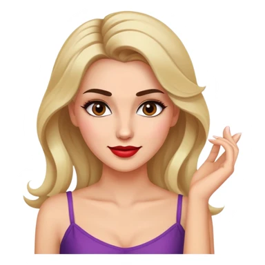 flirty smirk face glancing down with makeup and hand running through hair sticker