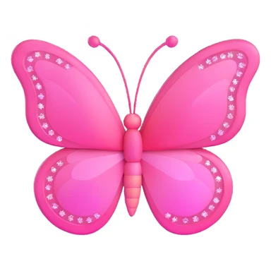 pink butterfly with sparkles, 3D style sticker