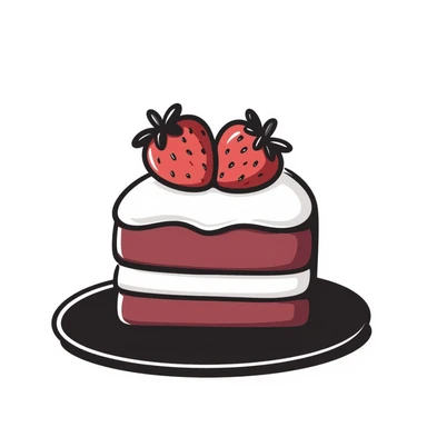 A slice of strawberry cake, burgundy color sticker
