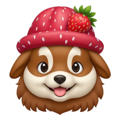 Dog with a strawberry hat sticker