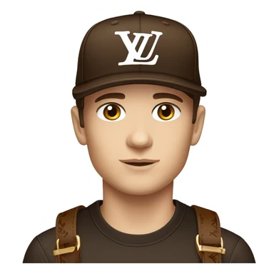 White handsome boy dark hair Louis Vuitton cap brown colour  sticker
