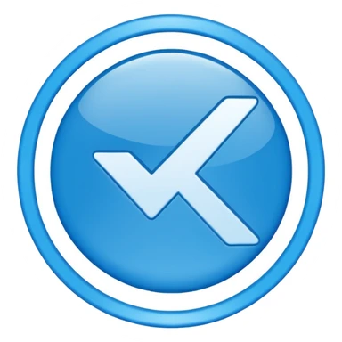 A check mark in a completely blue circle like a max sticker