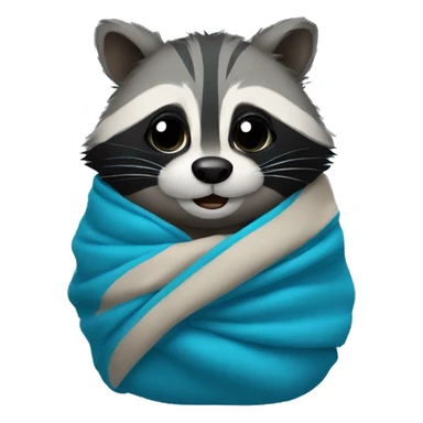 Raccoon wrapped in blue blanket sticker