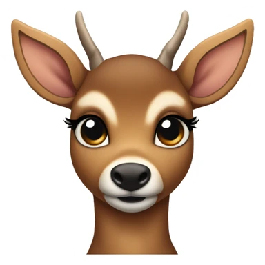 dark brown fawn deer standing up with black eyes and lashes sticker