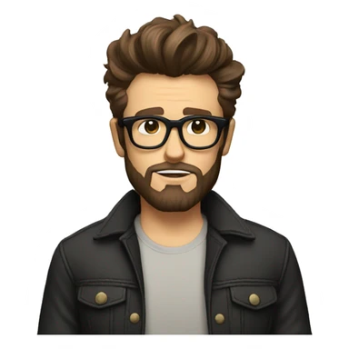 James dean but with dark brown hair und beard cool outfit and glasses sticker