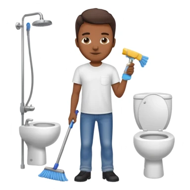 man Cleaning the bathroom sticker