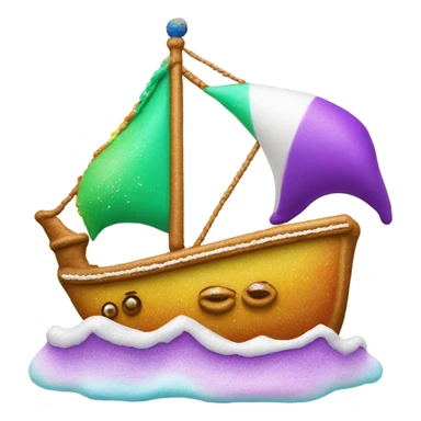Ship and king cake sticker