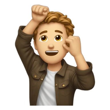 white man with brown hair doing a dab sticker