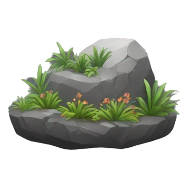 rock with plants sticker