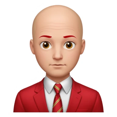 man Bald with red necktie, red dress, tattoos on face, square face. sticker