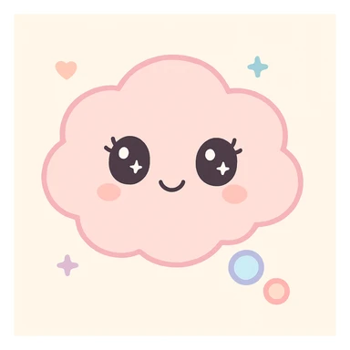 thought bubble with cute face, eyelashes, pastel color palette, girly charming sticker