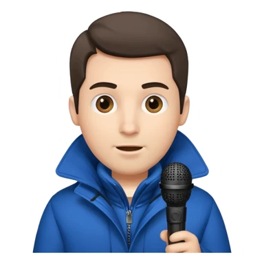 man with winter clothes holding microphone sticker