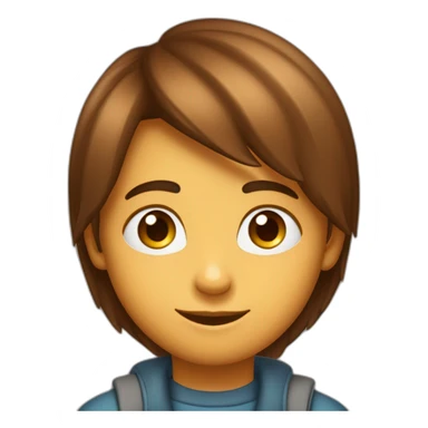 jeune garçon, 9 ans, avec des cheveux mi long lisse coiffé vers l'arrière de couleurs marron. teint mat sticker