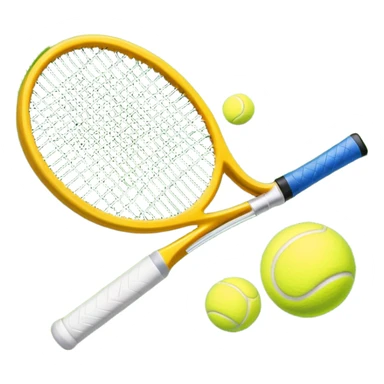 A tennis racket and ball on a grass or hardcourt surface, symbolizing the sport. The racket has a sleek design with tightly strung strings, while the bright tennis ball rests nearby, capturing the essence of precision, agility, and competition. sticker