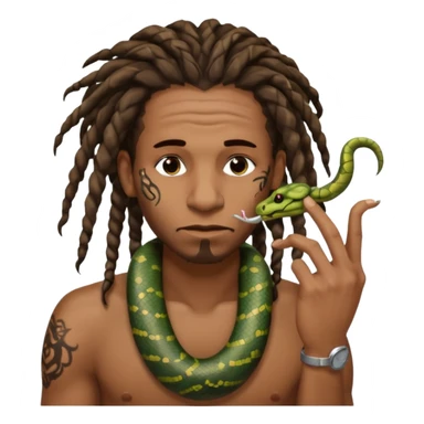 Black man with dreads and snake tattoo on forehead wiping his nose perpendicular with index finger sticker