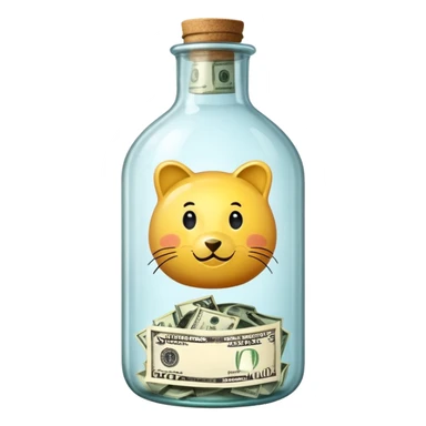 a big bottle glass labeled "savings" that contains dollars inside sticker