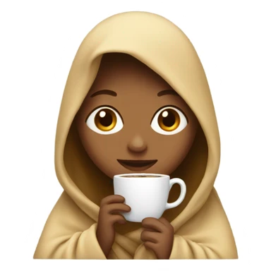 Girl with blanket on head and a cup of coffee sticker
