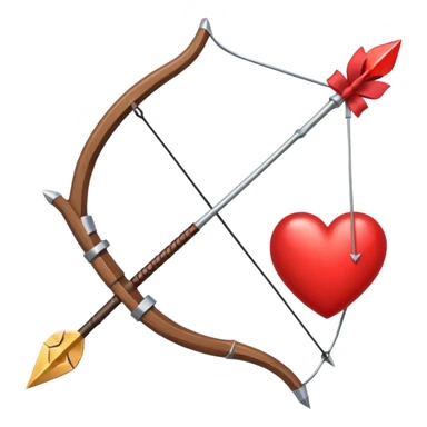 bow and arrow with red heart in the middle sticker