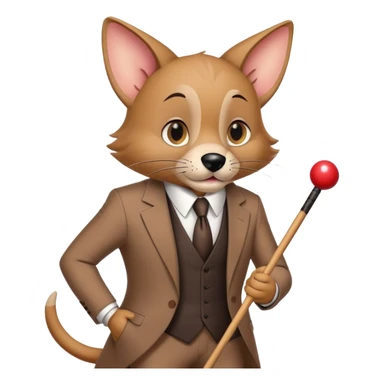 tom and jerry dog in a brown suit with a pool cue and a black ball. sticker