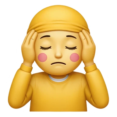 an emoticon holding its head with both hands out of exhaustion sticker