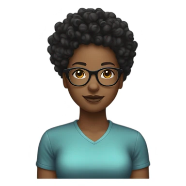 Curly top fade black girl with glasses sticker