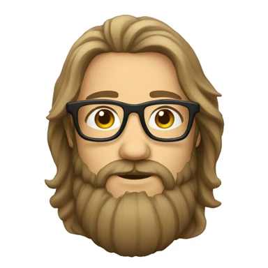 Man with beard and long hair wearing glasses sticker