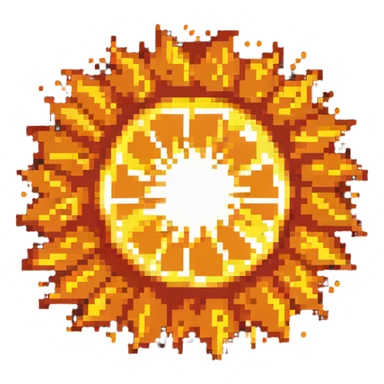 center fire explosion core, bright orange and yellow sticker