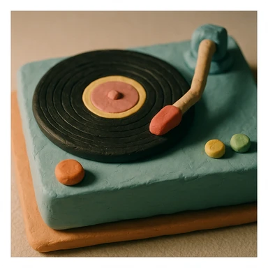 vinyl record with disc, claymation style, plasticine effect, pastel colors sticker