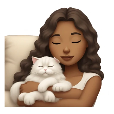 brunette wavey haired tan girl sleeping with her himalayan cat  sticker