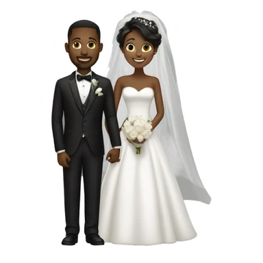 Black bride white groom sticker