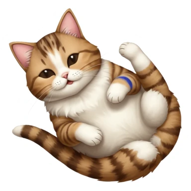dark brown tabby and white cat in funny positions upside down with eyes closed sticker