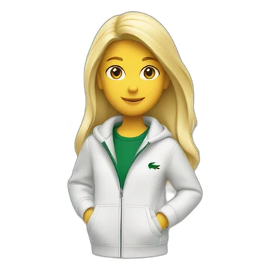 Blond girl using jacket lacoste  sticker