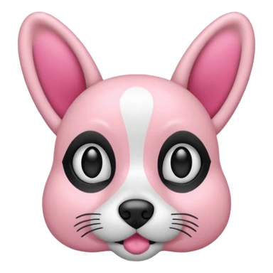 genera un aereo rosa e nero con le orecchie in rilievo da cane nere e con l'interno delle orecchie rosa chiaro sticker